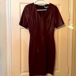 Antonio Melani maroon leather dress above the knee.